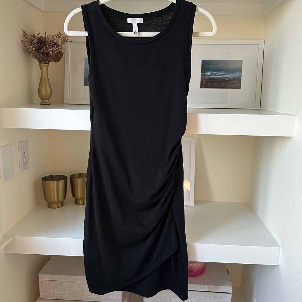 Black Dress with Side Rushing